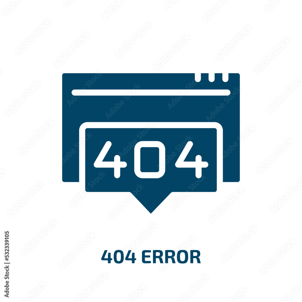 Poster 404 error icon from programming collection. filled 404 error, 404, warning glyph icons isolated on w