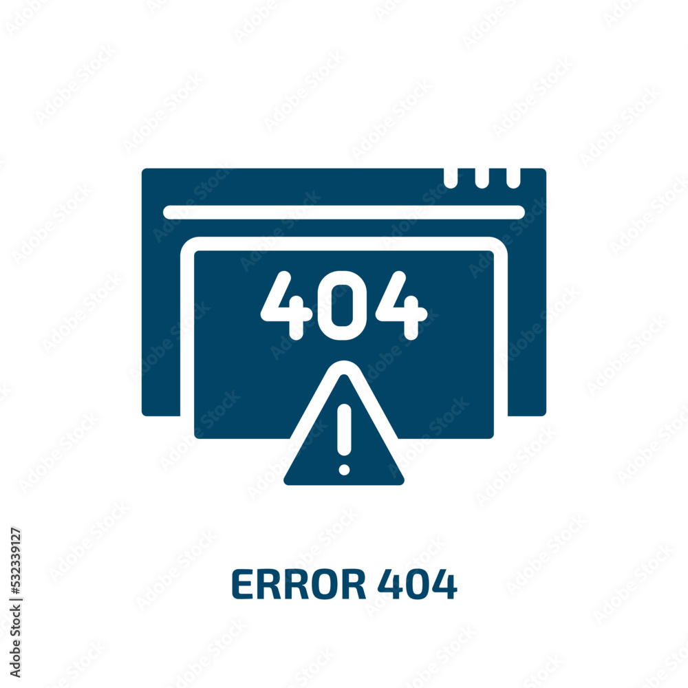 Poster error 404 icon from programming collection. filled error 404, 404, warning glyph icons isolated on w