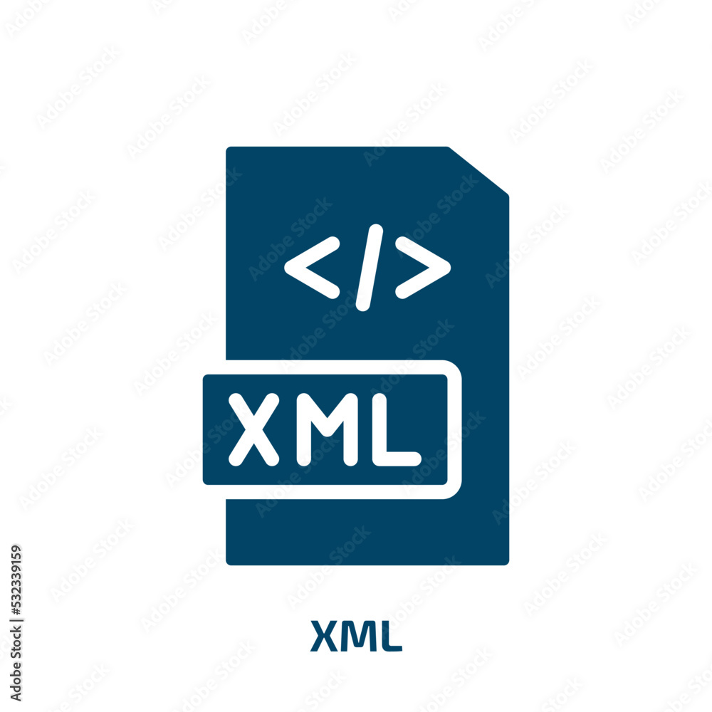Poster xml icon from programming collection. filled xml, data, document glyph icons isolated on white backg