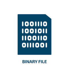 binary file icon from programming collection. Filled binary file, binary, data glyph icons isolated on white background. Black vector binary file sign, symbol for web design and mobile apps