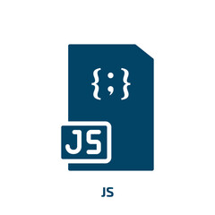 js icon from programming collection. Filled js, template, business glyph icons isolated on white background. Black vector js sign, symbol for web design and mobile apps