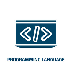 programming language icon from programming collection. Filled programming language, computer, software glyph icons isolated on white background. Black vector programming language sign, symbol for web