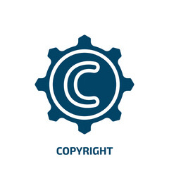 copyright icon from seo collection. Filled copyright, business, media glyph icons isolated on white background. Black vector copyright sign, symbol for web design and mobile apps