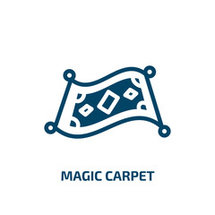 magic carpet icon from religion collection. Filled magic carpet, magic, carpet glyph icons isolated on white background. Black vector magic carpet sign, symbol for web design and mobile apps