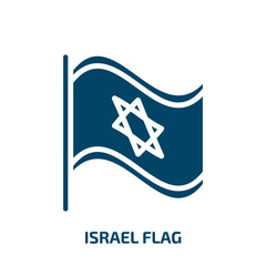 israel flag icon from religion collection. Filled israel flag, national, nation glyph icons isolated on white background. Black vector israel flag sign, symbol for web design and mobile apps