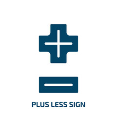 Fototapeta premium plus less sign icon from signs collection. Filled plus less sign, minus, less glyph icons isolated on white background. Black vector plus less sign sign, symbol for web design and mobile apps