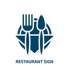 restaurant sign icon from signs collection. Filled restaurant sign, restaurant, food glyph icons isolated on white background. Black vector restaurant sign sign, symbol for web design and mobile apps