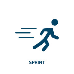 sprint icon from sport collection. Filled sprint, competition, run glyph icons isolated on white background. Black vector sprint sign, symbol for web design and mobile apps
