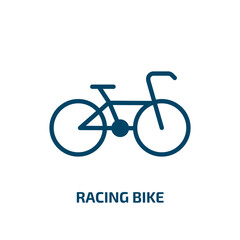 racing bike icon from sports collection. Filled racing bike, cycle, bike glyph icons isolated on white background. Black vector racing bike sign, symbol for web design and mobile apps