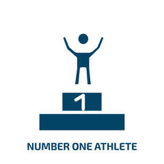number one athlete icon from sports collection. Filled number one athlete, sport, competition glyph icons isolated on white background. Black vector number one athlete sign, symbol for web design and