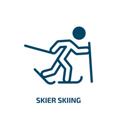 skier skiing icon from sports collection. Filled skier skiing, skier, snow glyph icons isolated on white background. Black vector skier skiing sign, symbol for web design and mobile apps
