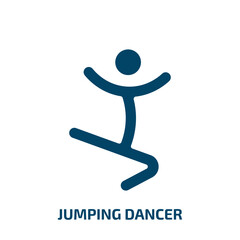jumping dancer icon from sports collection. Filled jumping dancer, dancer, man glyph icons isolated on white background. Black vector jumping dancer sign, symbol for web design and mobile apps