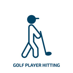 golf player hitting icon from sports collection. Filled golf player hitting, ball, golf glyph icons isolated on white background. Black vector golf player hitting sign, symbol for web design and