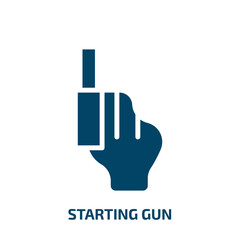 starting gun icon from sports collection. Filled starting gun, gun, shot glyph icons isolated on white background. Black vector starting gun sign, symbol for web design and mobile apps