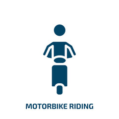 motorbike riding icon from sports collection. Filled motorbike riding, motorbike, speed glyph icons isolated on white background. Black vector motorbike riding sign, symbol for web design and mobile