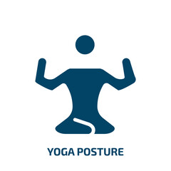 yoga posture icon from sports collection. Filled yoga posture, pose, yoga glyph icons isolated on white background. Black vector yoga posture sign, symbol for web design and mobile apps