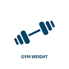 gym weight icon from sports collection. Filled gym weight, training, fitness glyph icons isolated on white background. Black vector gym weight sign, symbol for web design and mobile apps