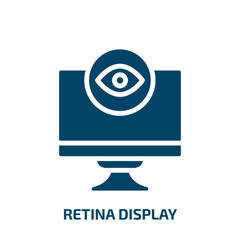 retina display icon from technology collection. Filled retina display, screen, tech glyph icons isolated on white background. Black vector retina display sign, symbol for web design and mobile apps