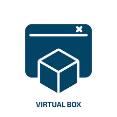 virtual box icon from technology collection. Filled virtual box, virtual, digital glyph icons isolated on white background. Black vector virtual box sign, symbol for web design and mobile apps