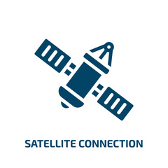 satellite connection icon from technology collection. Filled satellite connection, satellite, connection glyph icons isolated on white background. Black vector satellite connection sign, symbol for