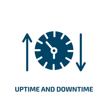 Uptime And Downtime Icon From Technology Collection. Filled Uptime And Downtime, Download, Uptime Glyph Icons Isolated On White Background. Black Vector Uptime And Downtime Sign, Symbol For Web Design