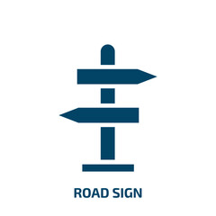 road sign icon from traffic signs collection. Filled road sign, road, street glyph icons isolated on white background. Black vector road sign sign, symbol for web design and mobile apps