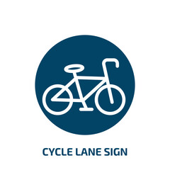 cycle lane sign icon from traffic signs collection. Filled cycle lane sign, bicycle, cycle glyph icons isolated on white background. Black vector cycle lane sign sign, symbol for web design and mobile