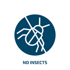 no insects icon from traffic signs collection. Filled no insects, insect, animal glyph icons isolated on white background. Black vector no insects sign, symbol for web design and mobile apps
