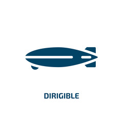 dirigible icon from transportation collection. Filled dirigible, transportation, plane glyph icons isolated on white background. Black vector dirigible sign, symbol for web design and mobile apps