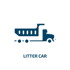 litter car icon from transportation collection. Filled litter car, car, rubbish glyph icons isolated on white background. Black vector litter car sign, symbol for web design and mobile apps