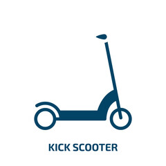 kick scooter icon from transportation collection. Filled kick scooter, vehicle, transport glyph icons isolated on white background. Black vector kick scooter sign, symbol for web design and mobile