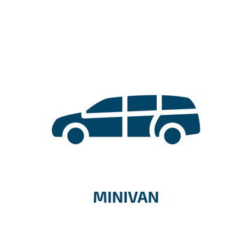 minivan icon from transportation collection. Filled minivan, car, auto glyph icons isolated on white background. Black vector minivan sign, symbol for web design and mobile apps