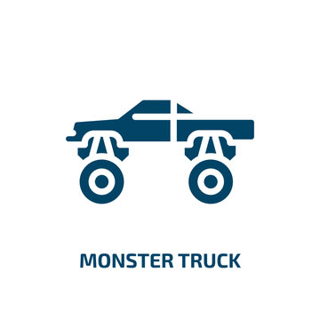 monster truck icon from transportation collection. Filled monster truck, truck, vehicle glyph icons isolated on white background. Black vector monster truck sign, symbol for web design and mobile apps