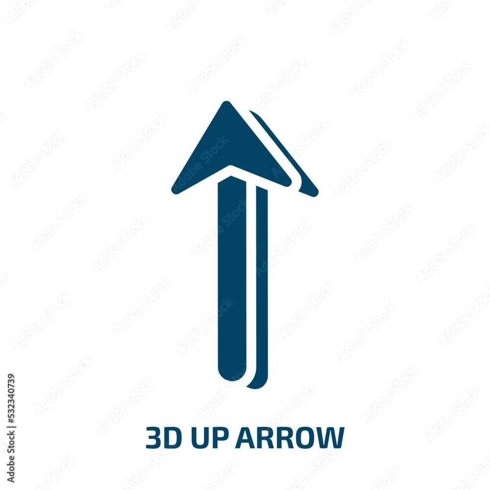 Poster 3d up arrow icon from user interface collection. filled 3d up arrow, arrow, down glyph icons isolate