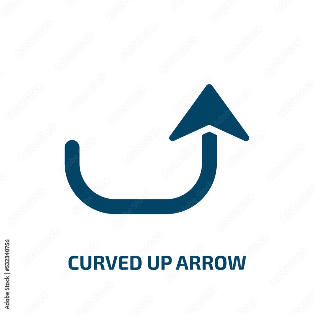 Poster curved up arrow icon from user interface collection. filled curved up arrow, pointer, collection gly