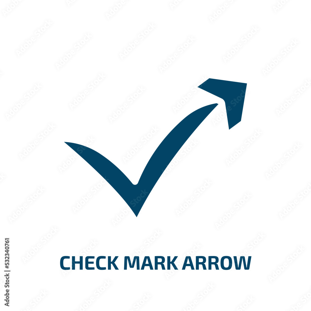 Poster check mark arrow icon from user interface collection. filled check mark arrow, arrow, check glyph ic