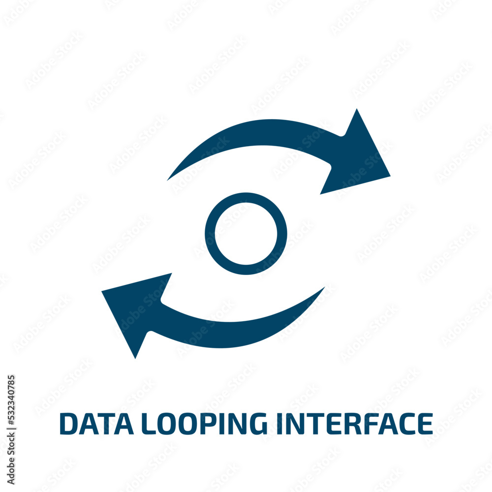Poster data looping interface icon from user interface collection. Filled data looping interface, data, upload glyph icons isolated on white background. Black vector data looping interface sign, symbol for