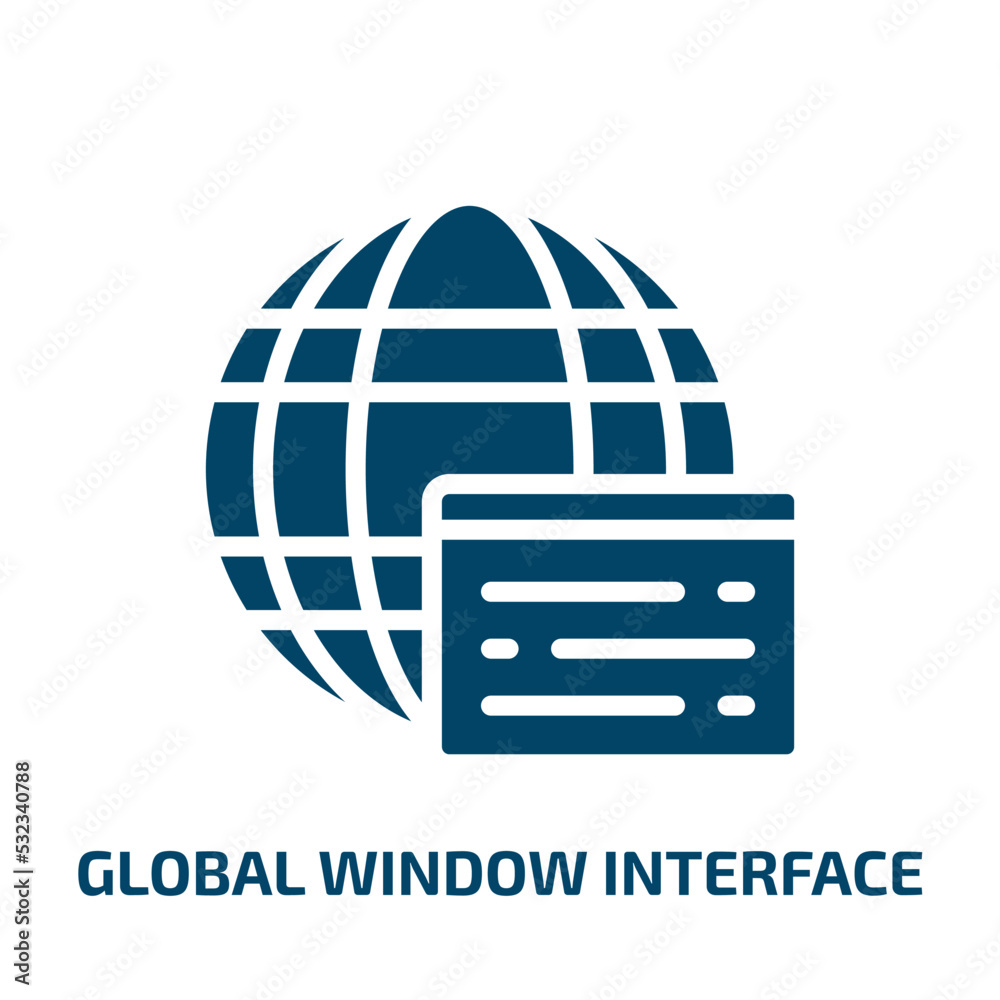 Poster global window interface icon from user interface collection. filled global window interface, page, i