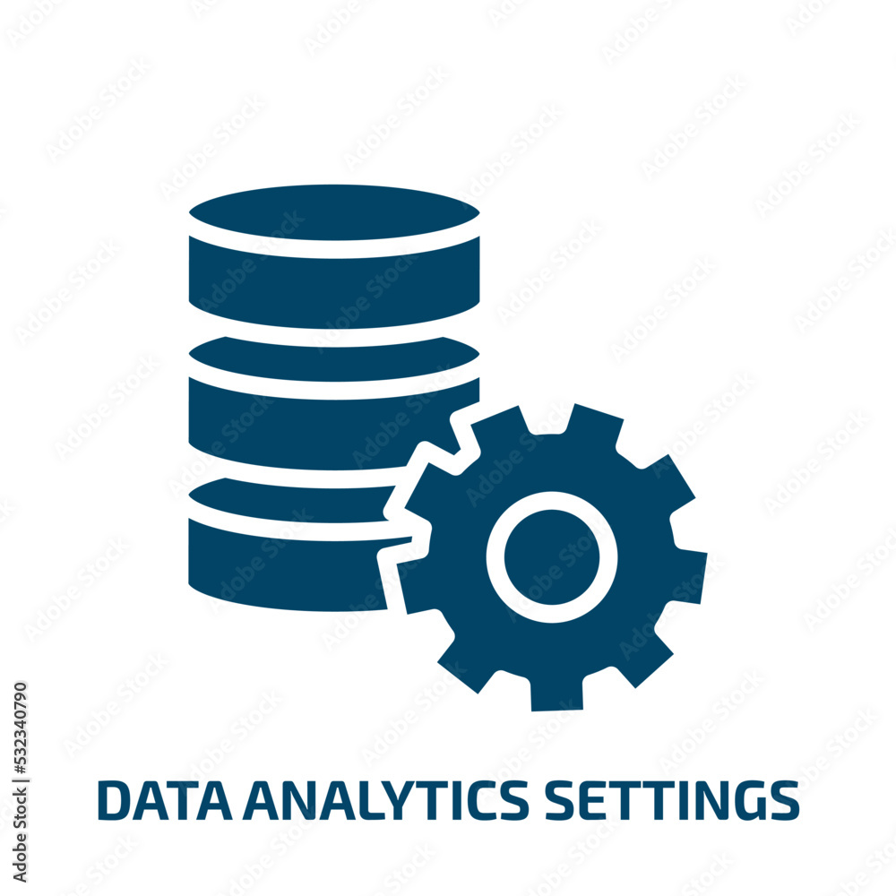 Poster data analytics settings icon from user interface collection. filled data analytics settings, data, a