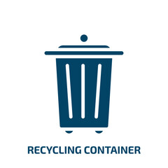 recycling container icon from user interface collection. Filled recycling container, recycle, garbage glyph icons isolated on white background. Black vector recycling container sign, symbol for web