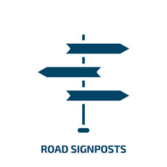 road signposts icon from user interface collection. Filled road signposts, signpost, road glyph icons isolated on white background. Black vector road signposts sign, symbol for web design and mobile