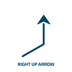 right up arrow icon from user interface collection. Filled right up arrow, arrow, up glyph icons isolated on white background. Black vector right up arrow sign, symbol for web design and mobile apps