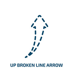 up broken line arrow icon from user interface collection. Filled up broken line arrow, arrow, rotate glyph icons isolated on white background. Black vector up broken line arrow sign, symbol for web