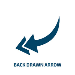 back drawn arrow icon from user interface collection. Filled back drawn arrow, arrow, pencil glyph icons isolated on white background. Black vector back drawn arrow sign, symbol for web design and