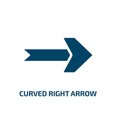curved right arrow icon from user interface collection. Filled curved right arrow, arrow, direction glyph icons isolated on white background. Black vector curved right arrow sign, symbol for web
