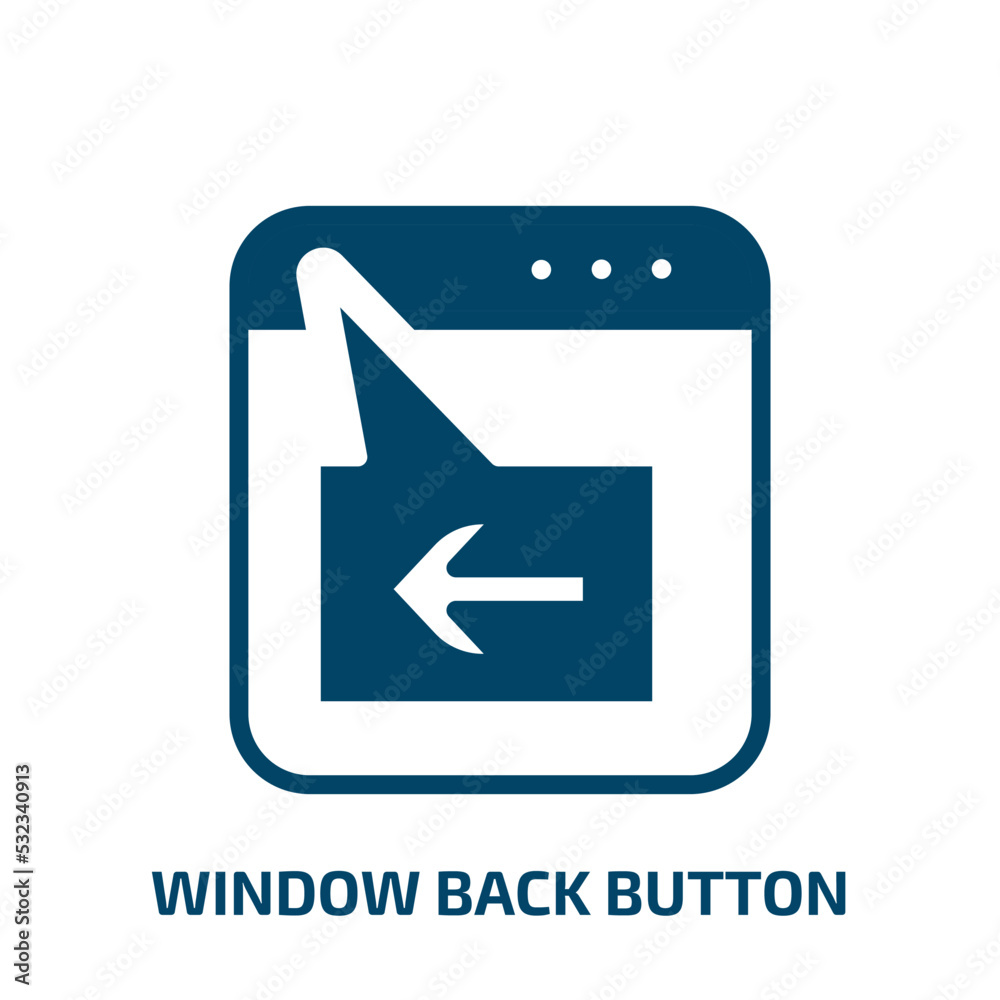 Poster window back button icon from user interface collection. filled window back button, back, button glyp