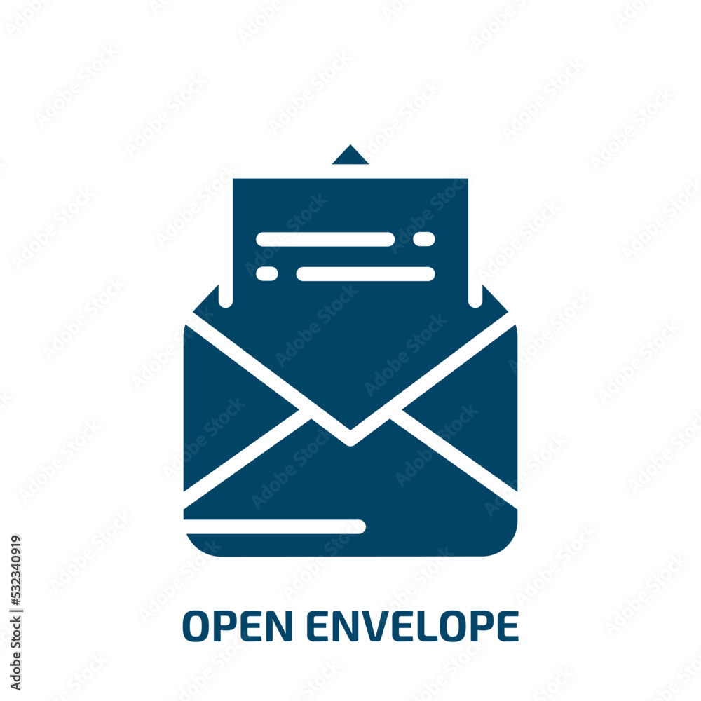 Poster open envelope icon from user interface collection. filled open envelope, send, internet glyph icons 