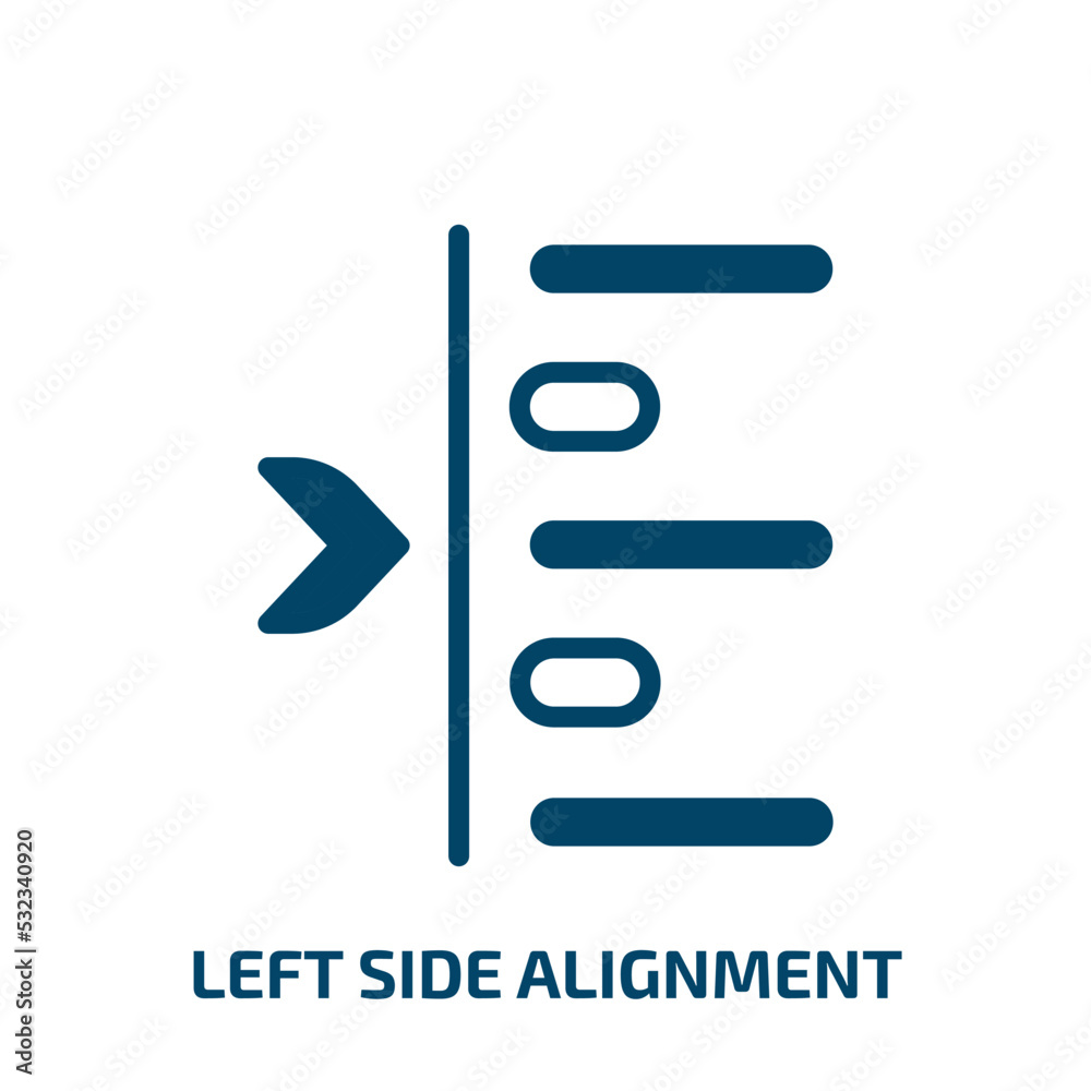 Poster left side alignment icon from user interface collection. filled left side alignment, left, align gly