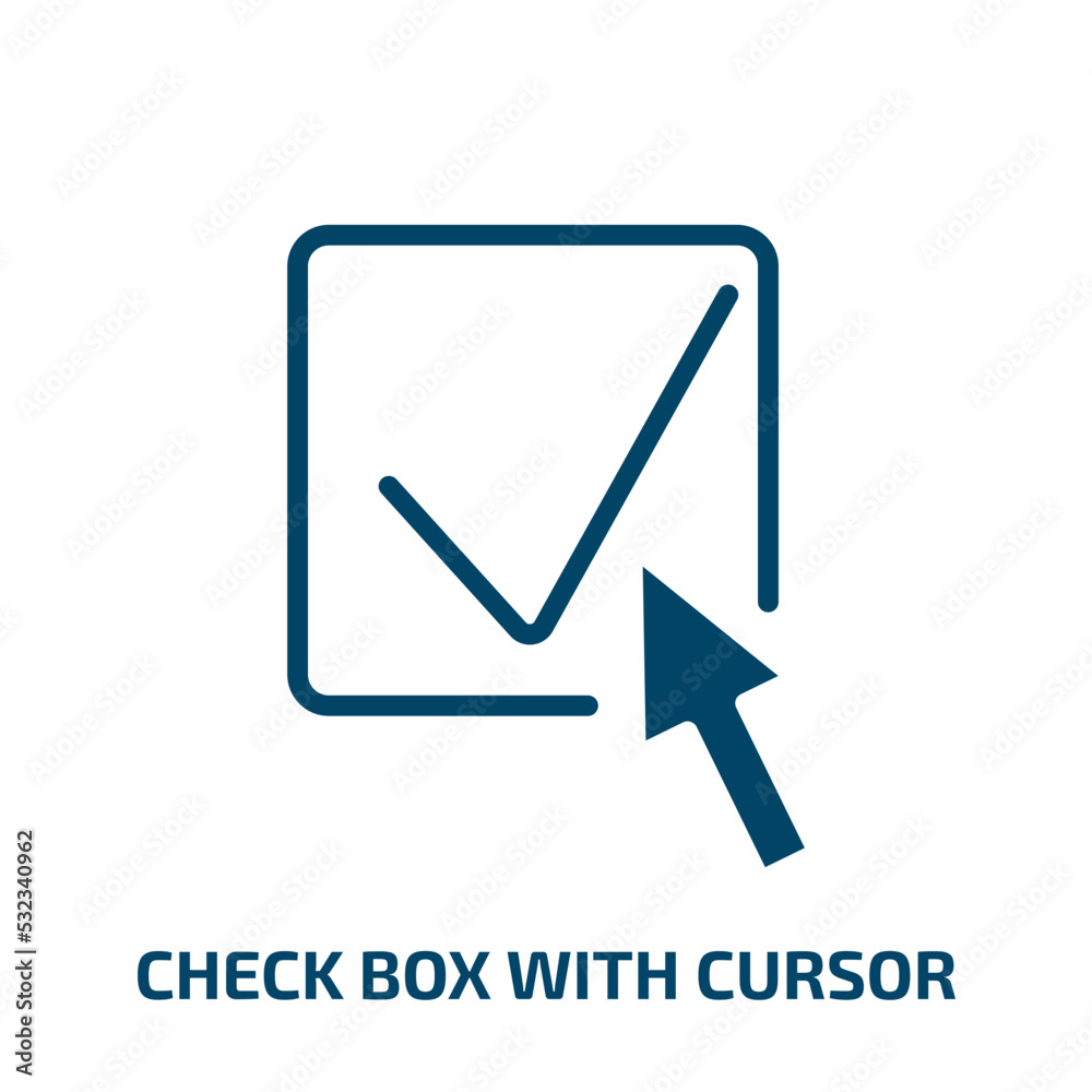 Poster check box with cursor icon from user interface collection. filled check box with cursor, cursor, doc
