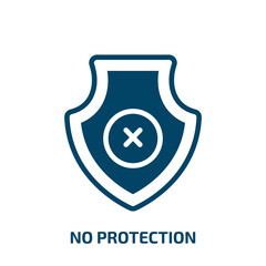 no protection icon from user interface collection. Filled no protection, protection, care glyph icons isolated on white background. Black vector no protection sign, symbol for web design and mobile